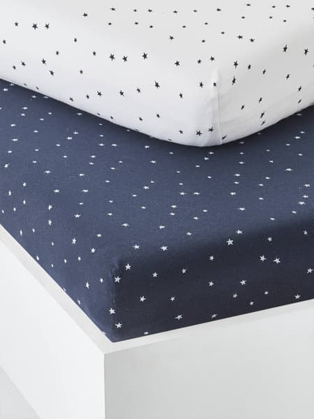 Vertbaudet - Draps-housses bébé en coton marine grisé