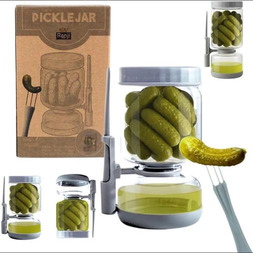 Ranji - Pot à cornichon retournable avec pique inclus 900 ml