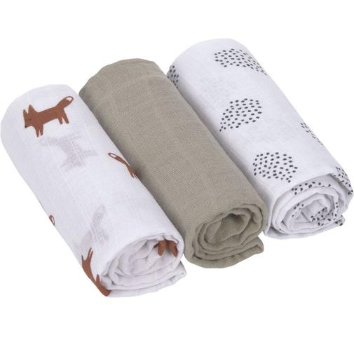 Lassig - Lot de 3 langes en mousseline Little Forest Renard (60 x 60 cm)