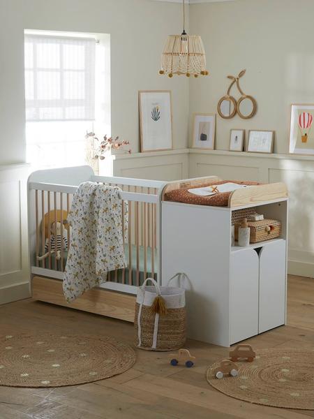 Vertbaudet - Lit bébé évolutif combiné 2 en 1 ECLIPSE blanc / bois