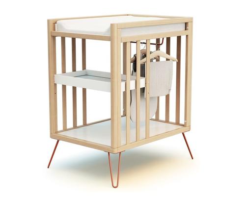 Jurababy - Table à langer 2 étagères en bois terracotta