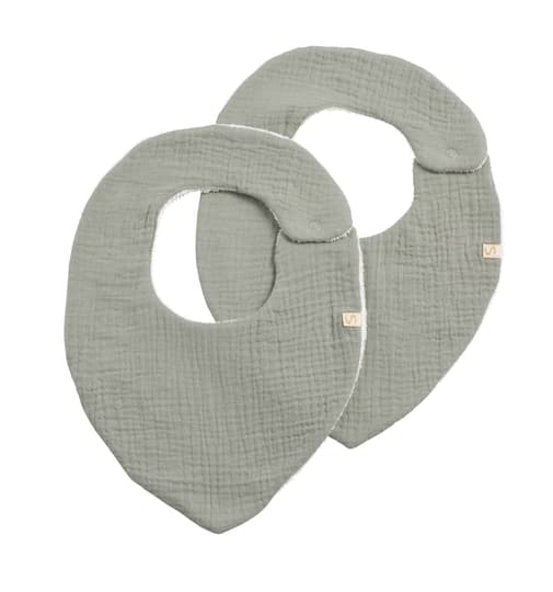 Sauthon - Lot de 2 bavoirs en gaze de coton vert - Sauthon