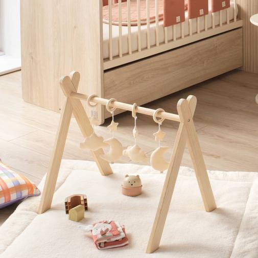 Sauthon - Arche D'éveil Bois Avec 4 Jouets - Uni Sauge Beige