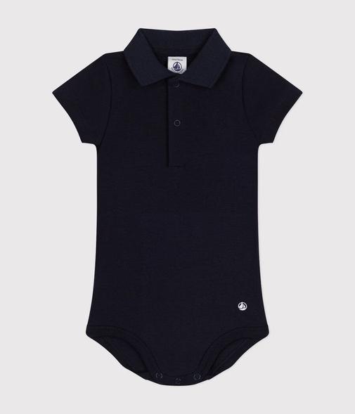 Petit Bateau - Body manches courtes bébé col polo en coton