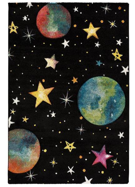 Atticgo - Tapis enfant étoiles noir/multicolore, 120x170 cm