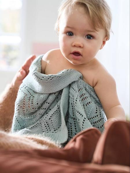 Vertbaudet - Couverture bébé tricot en coton bio* vert d'eau
