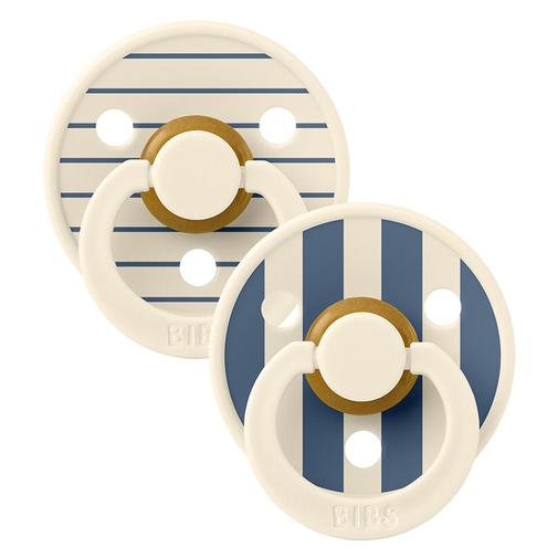 Bibs - Lot de 2 Sucettes Rondes Bibs Studio Pin Steel Blue - 0/6 Mois