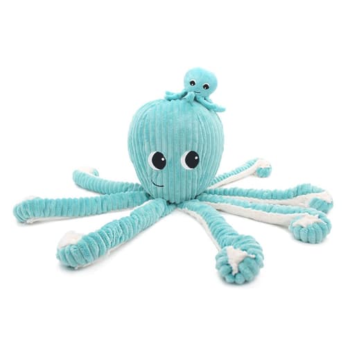 Deglingos - Peluche pieuvre Filou maman et son bébé bleu aqua - Les Ptipotos