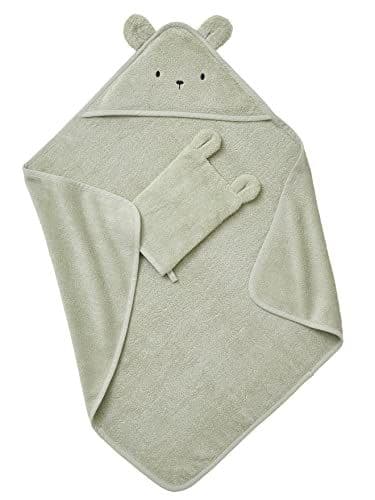 VERTBAUDET - VERTBAUDET Cape de Bain + Gant Coton Bio Amande 100X100