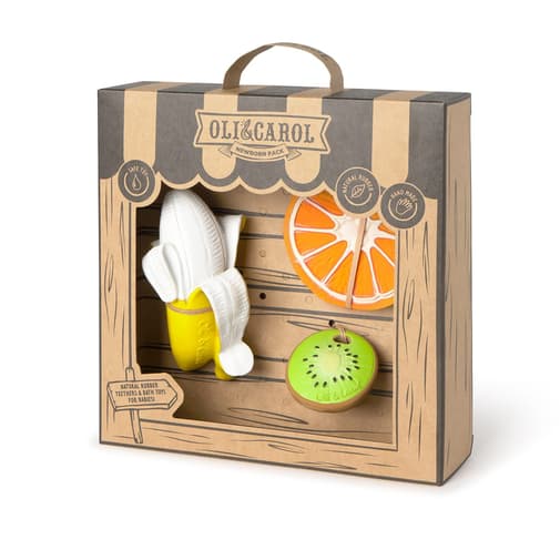 Oli&Carol - Coffret Cadeau Nouveau-né 2 Anneaux de Dentition + 1 Mini Anneau de Dentition