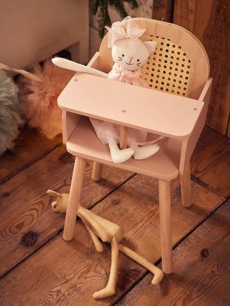 Vertbaudet - Chaise haute en cannage et bois FSC® POÉSIE multicolore