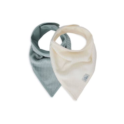 Jollein - Bavoir bandana velvet rib (2pcs) en coton vert - Jollein