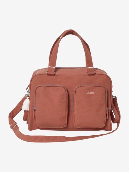 Vertbaudet - Sac à langer multipoches en gaze de coton Family terracota