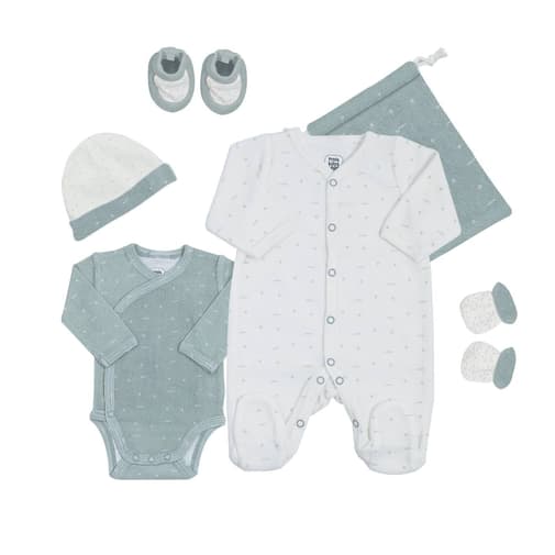 Trois Kilos Sept - Trousseau naissance bébé vert sauge - Trois Kilos Sept