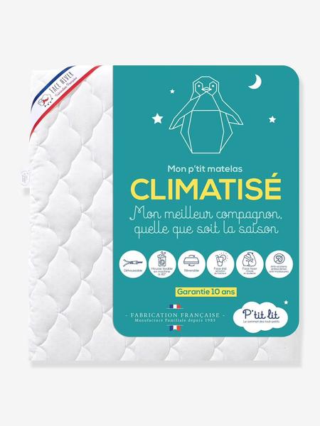 P'Tit Lit - Matelas bébé Climatisé anti-acariens déhoussable blanc