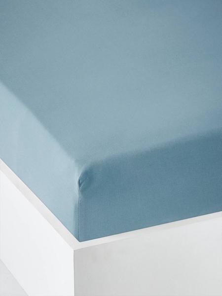 Vertbaudet - Drap-housse uni bébé bleu denim