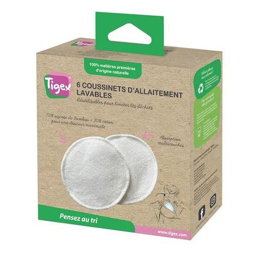 Tigex Collexion - 6 Coussinets d'allaitement lavables en viscose de bambou et coton