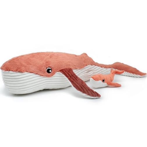 Les Déglingos - Peluche Gravillou baleine maman et bébé Les Ptipotos terracotta