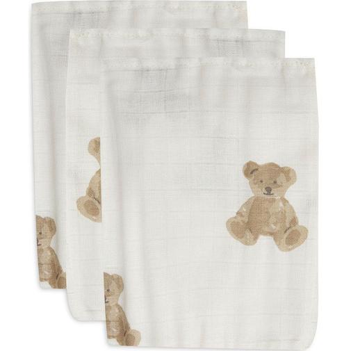 Jollein - Lot de 3 gants de toilette en coton ours Teddy Bear