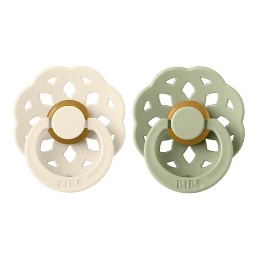 Bibs - Lot de 2 Sucettes Rondes Boheme Ivory & Sage - 6/18 Mois