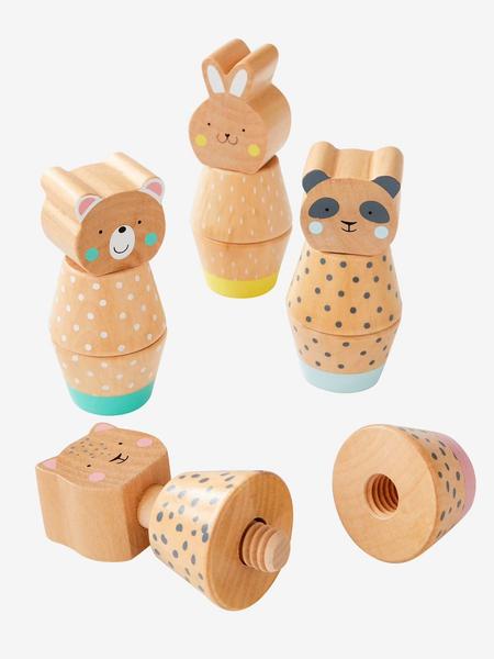 Vertbaudet - Jeu des animaux à visser en bois FSC® multicolore