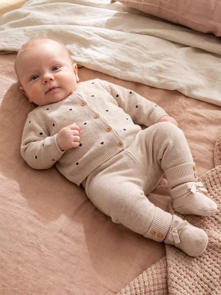 Vertbaudet - Ensemble 3 pièces bébé fille beige chiné