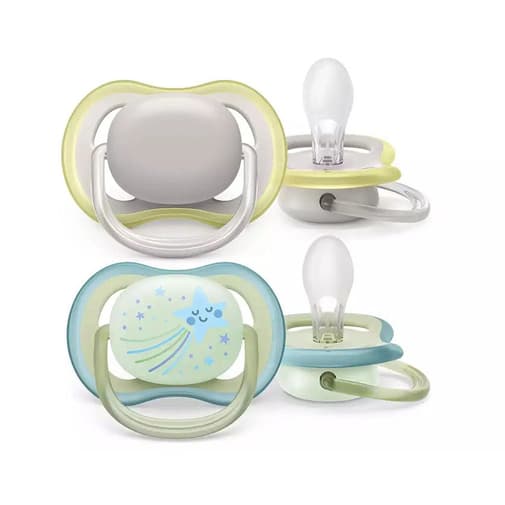 Avent - Sucette silicone Ultra Air 0-6m Combi Nuit/Jour 2pcs