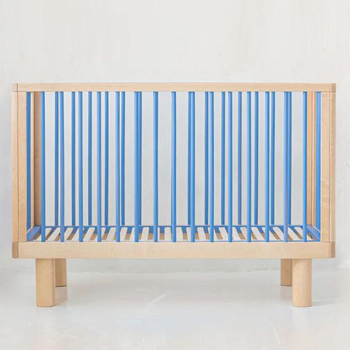 Karl & Fric - Lit Bébé Evolutif Nox Bois Naturel et Bleu - 60 x 120 cm