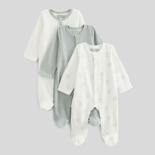 BOUT'CHOU - Lot de 3 dors-bien en velours en coton BIO GOTS