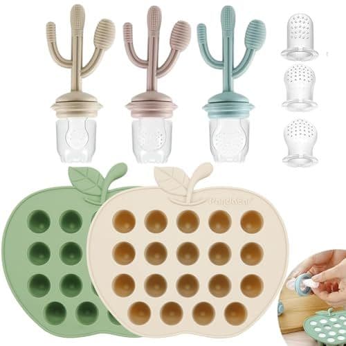 PandaEar - PandaEar 2 Paquets Plateau de Congélation pour Aliments Bébé & 3 Paquets Tétines Alimentaires pour Bébé, Plateau de Congélation pour Aliments Bébé et Fabricant de Glaçons