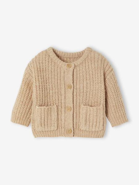 Vertbaudet - Gilet bébé en maille grosse jauge beige chiné