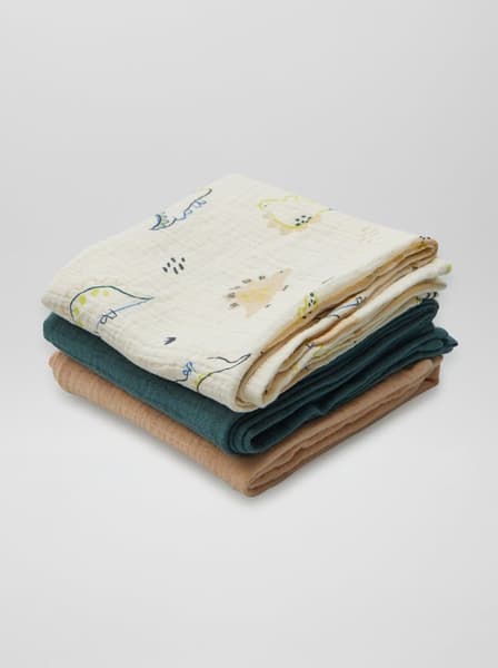 KIABI - Lot de 3 langes en gaze de coton