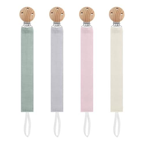 DOUUCO - DOUUCO Lot de 4 attache-tétines en tissu, attache-tétine avec clip en hêtre, attache-tétine en tissu pour garçons et filles, attache-tétine personnalisée pour poussettes et chaises hautes