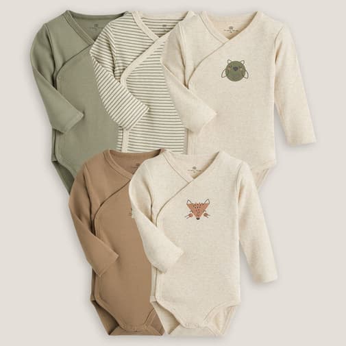 LA REDOUTE COLLECTIONS - Lot de 5 bodies naissance coton bio
