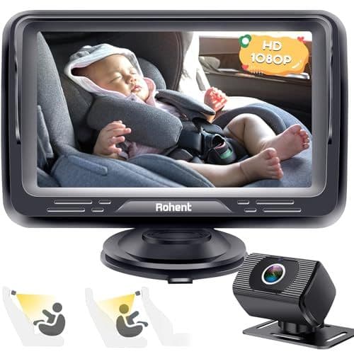 Rohent - Caméra Voiture Bébé HD 1080P Retroviseur Voiture Bebe 5 Mins Easy Installation Crystal Night Vision Infant Travel Safety Kit Rohent N06