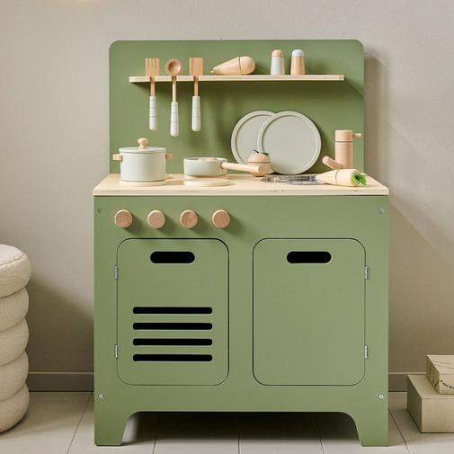 Petite Amélie - Petite Amélie | Cuisine enfant en bois | Jeu d'imitation Olive | Vert olive et blanc | 13 accessoires inclus pour des heures de créativité