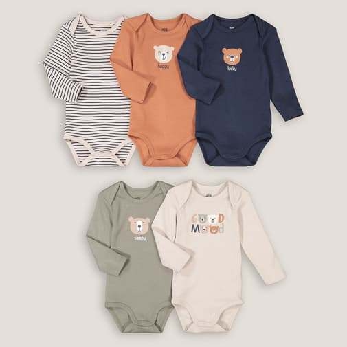 LA REDOUTE COLLECTIONS - Lot de 5 bodies manches longues motifs animaliers