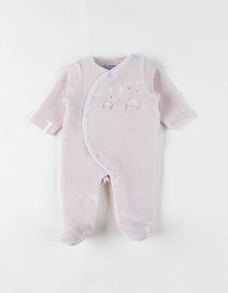 Noukies - naissance Pyjama bébé velours côtelé beige - Noukies