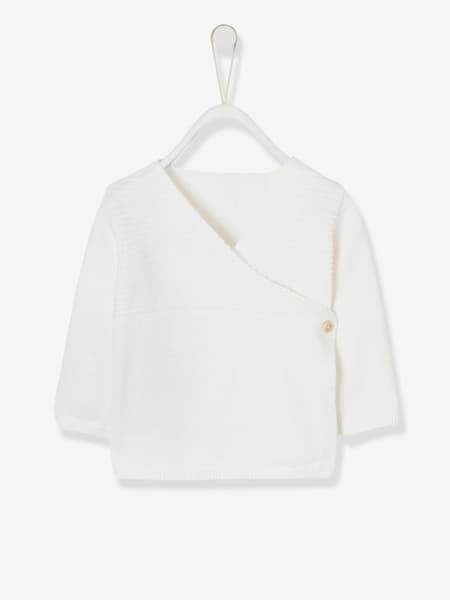 Vertbaudet - Brassière bébé naissance en tricot de coton bio écru - Vertbaudet