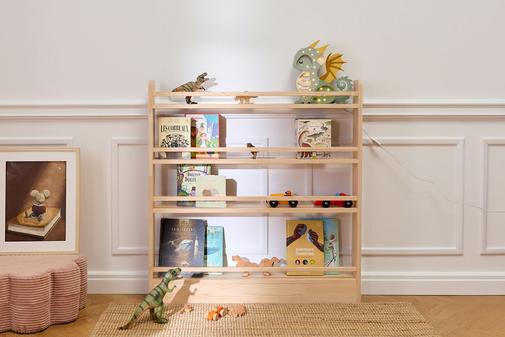 Mon Lit Cabane - - Bibliothèque Montessori M - Pin Naturel