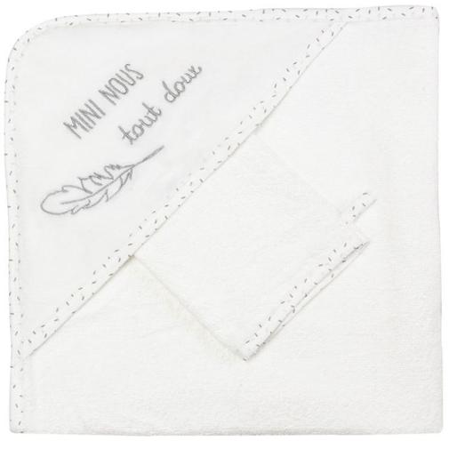 Trois Kilos Sept - Cape de bain + gant Mini nous tout doux (70 x 70 cm)