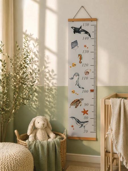 Les Aquarelles de Marlène - Toise enfant aquarelle Mer – Toise murale animaux marins pour chambre bébé et enfant