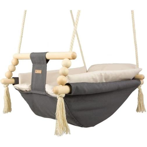 Velinda - Bascule pour bébé couleur gris-beige