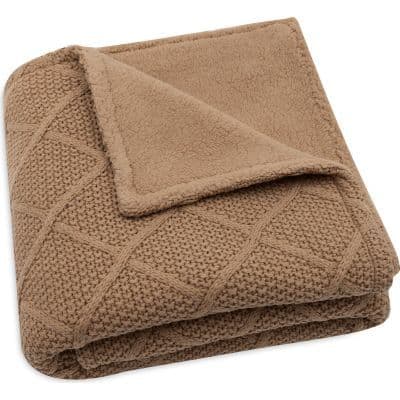 Jollein - Couverture en polaire Check Knit Biscuit (75 x 100 cm)