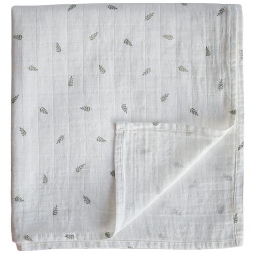 Mushie - Maxi lange en coton bio Leaves (120 x 120 cm)