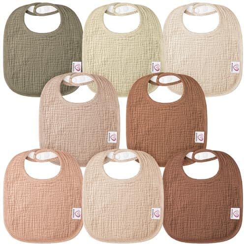 bearmoss - Bavoirs Bébé 8 Pièces Nouveau Né Coton Bavoirs,100% Coton Réglables Doux Pour Garçons et Filles