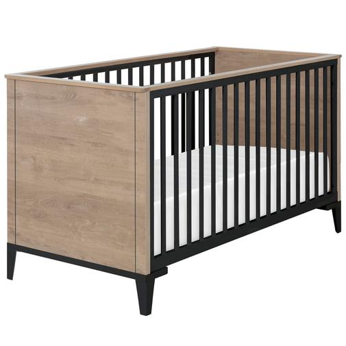 Galipette - Lit bébé en chêne blond noir Marcel (70 x 140)