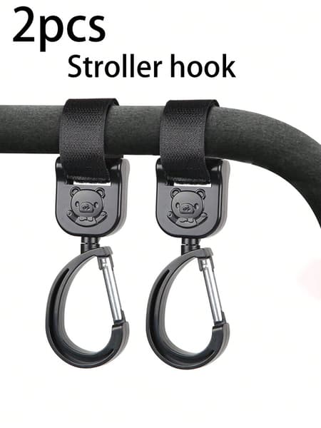 api-shein.shein.com - 2 pièces Crochet de poussette ourson de dessin animé - Crochet et boucle polyvalents sans perçage avec support de sac rotatif à 360° pour faciliter les courses et les déplacements - Le cadeau parfait pour les parents