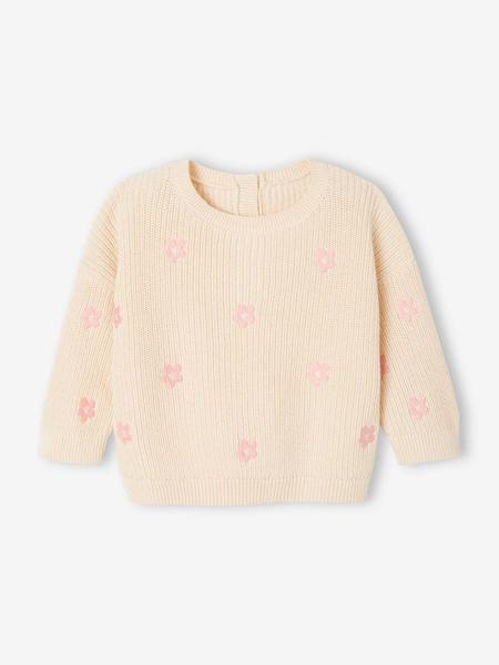 Vertbaudet - Pull bébé brodé vanille