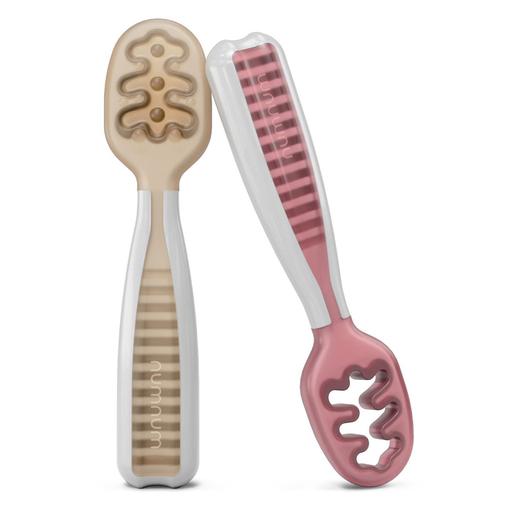 Num Num - Lot de 2 Pré-cuillères - Beige et Mauve